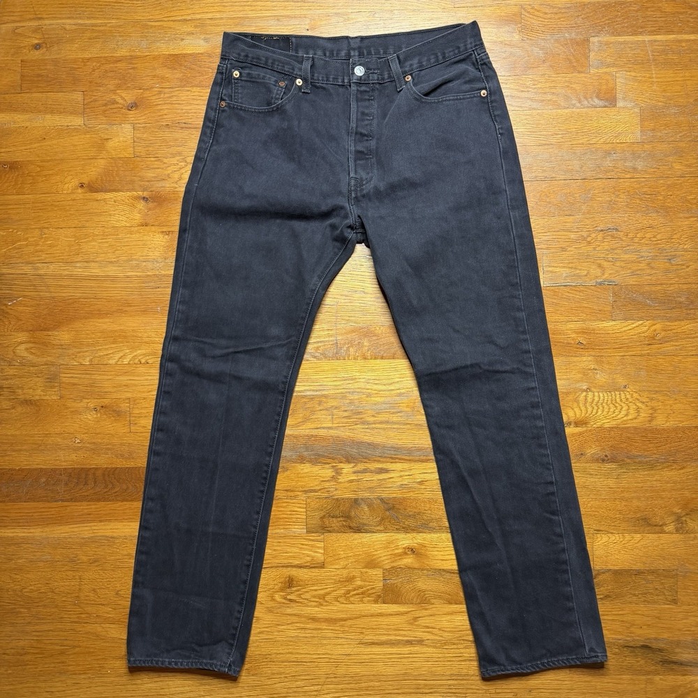 Levis 501 Mens Jeans Button Fly Black Straight Leg Size 32 X 32 on Tag Denim